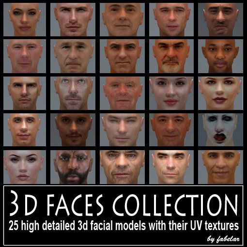 3d faces collection 1 3D Model .c4d .max .obj .3ds .fbx .stl .blend 