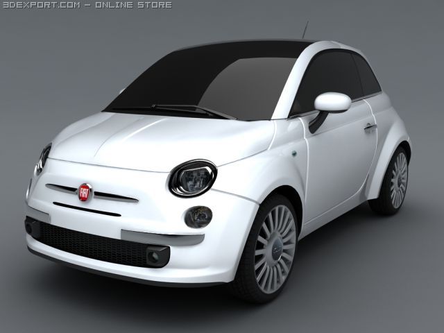 fiat 500 Model 3D .c4d .max .obj .3ds .fbx .stl .blend 