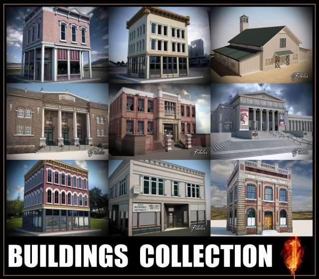 buildings collection 1 3Dモデル .c4d .max .obj .3ds .fbx .stl .blend 