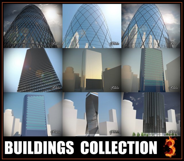 buildings collection 3 3D 모델 .c4d .max .obj .3ds .fbx .stl .blend 