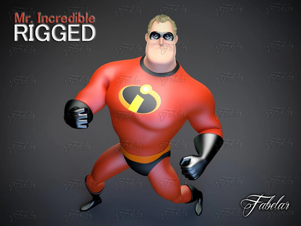 mr incredible rigged 3D Model .c4d .max .obj .3ds .fbx .stl .blend 