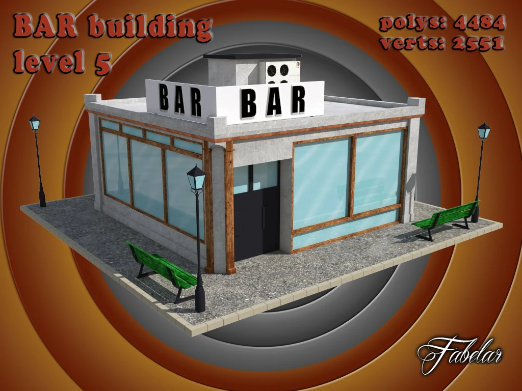 bar level 5 3D Model .c4d .max .obj .3ds .fbx .stl .blend 