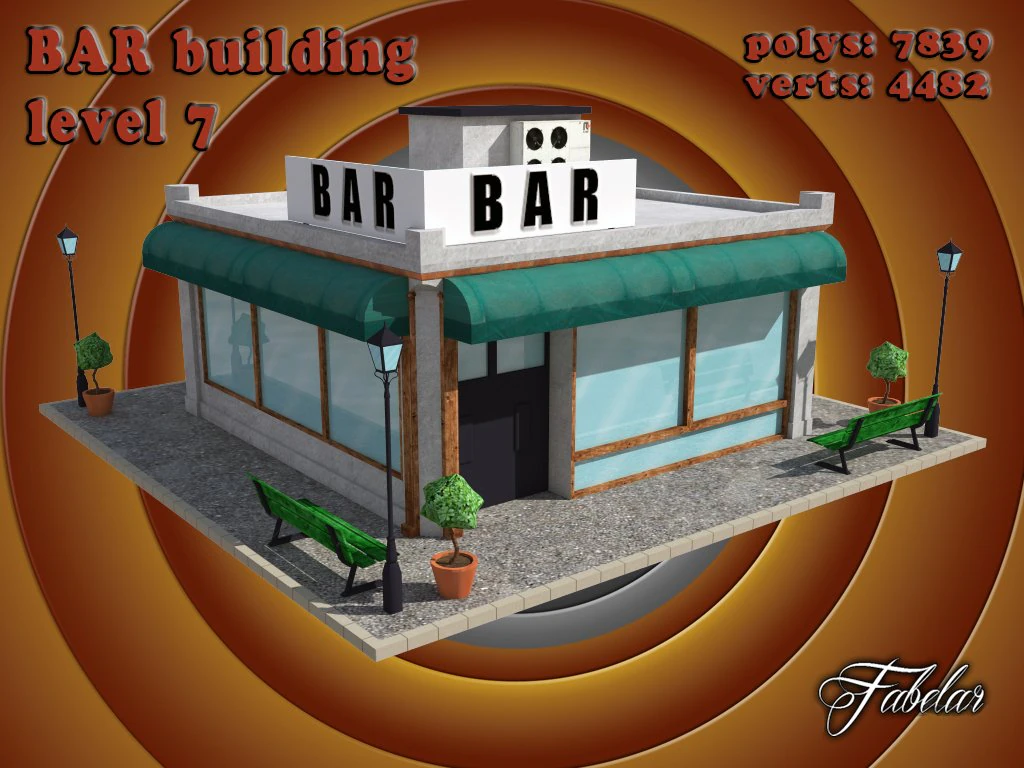 bar level 7 3D Model .c4d .max .obj .3ds .fbx .stl .blend 