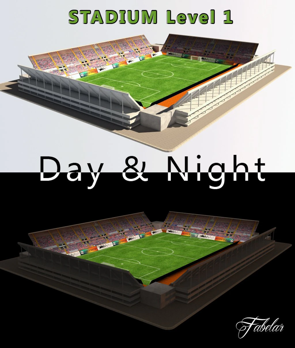 stadium level 1 daynight 3D Model .c4d .max .obj .3ds .fbx .stl .blend 