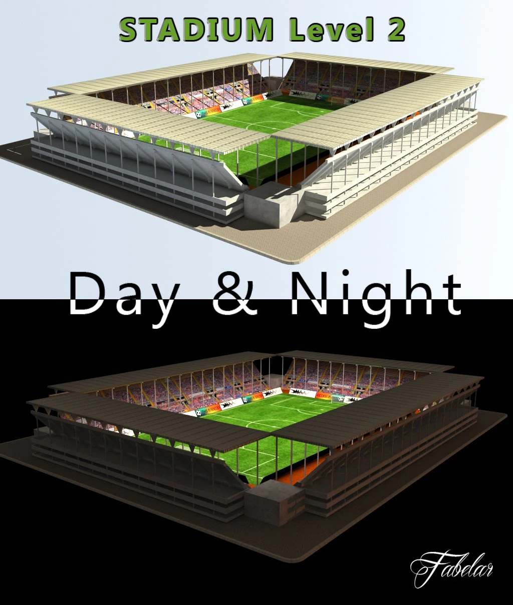 stadium level 2 daynight 3D Model .c4d .max .obj .3ds .fbx .stl .blend 