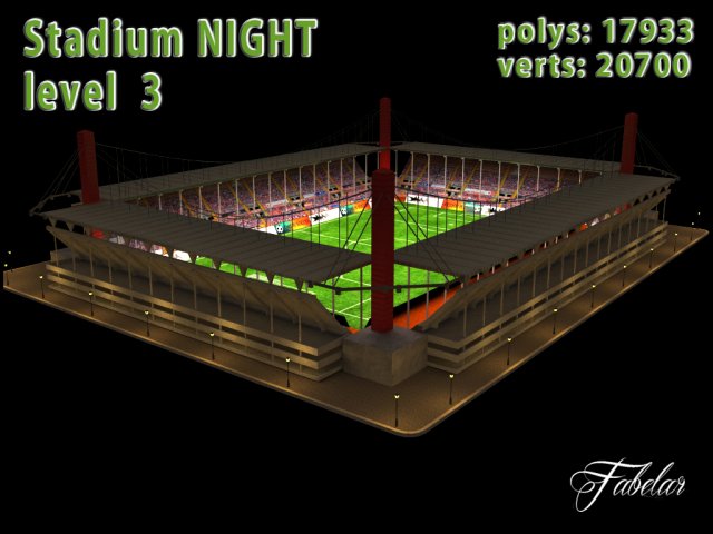 stadium level 3 night 3D मॉडल .c4d .max .obj .3ds .fbx .stl .blend 