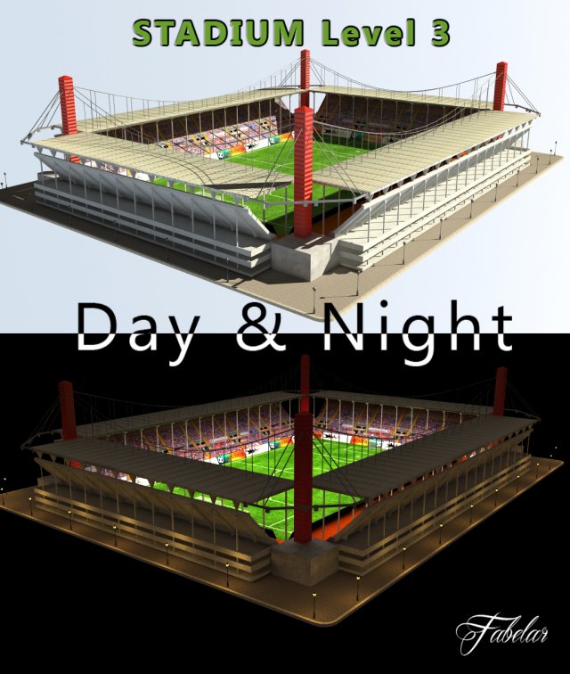 stadium level 3 daynight 3D Model .c4d .max .obj .3ds .fbx .stl .blend 