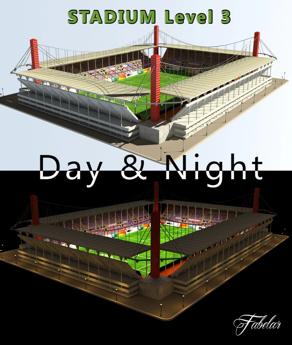 stadium level 3 daynight 3D Model .c4d .max .obj .3ds .fbx .stl .blend 
