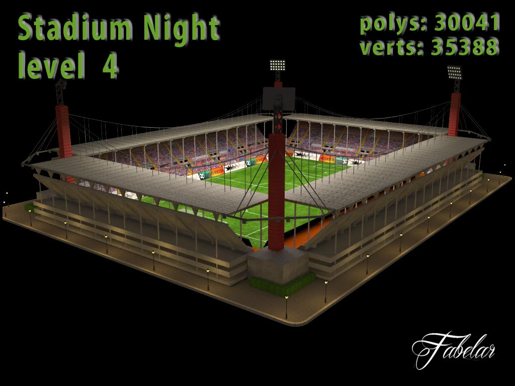 stadium level 4 night 3D Model .c4d .max .obj .3ds .fbx .stl .blend 