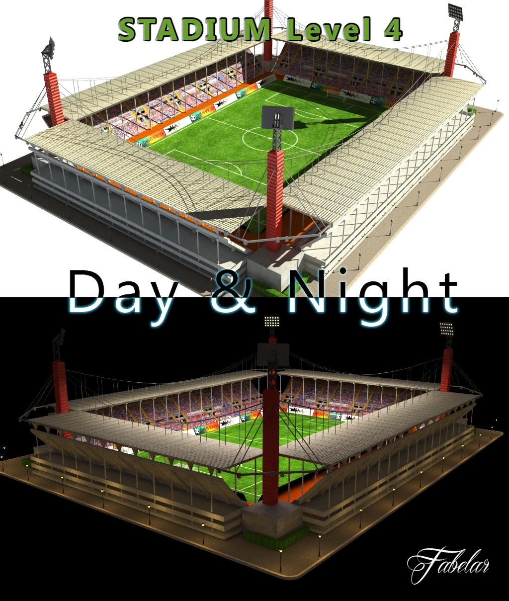 stadium level 4 daynight 3D Model .c4d .max .obj .3ds .fbx .stl .blend 