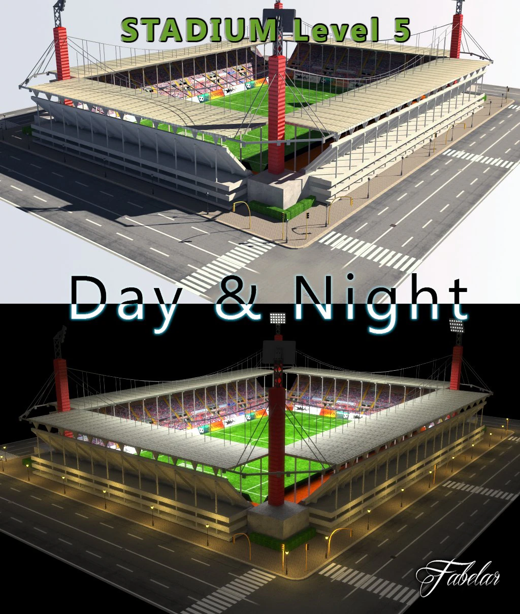 stadium level 5 daynight 3D Model .c4d .max .obj .3ds .fbx .stl .blend 