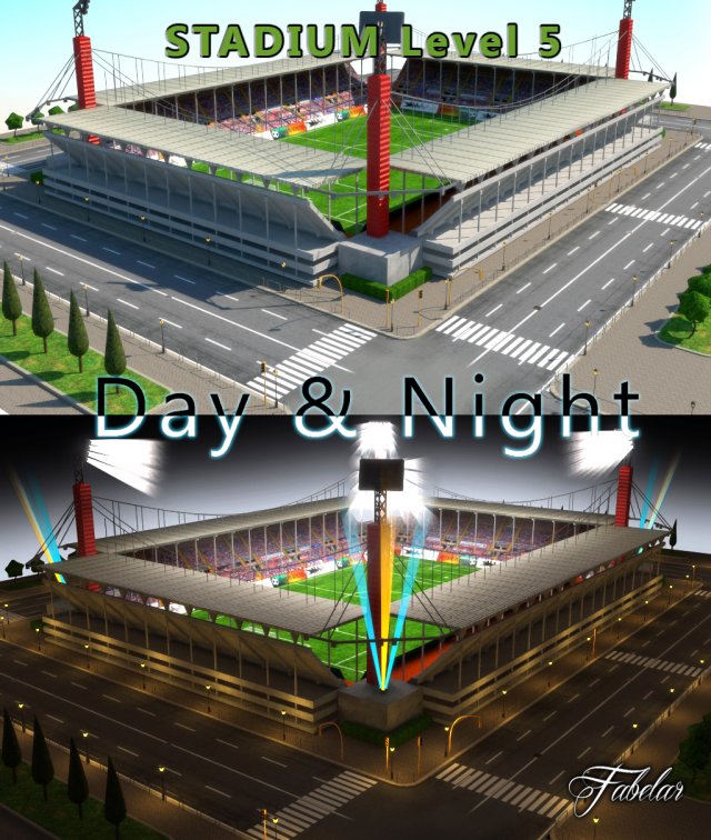 stadium level 6 daynight 3D मॉडल .c4d .max .obj .3ds .fbx .stl .blend 