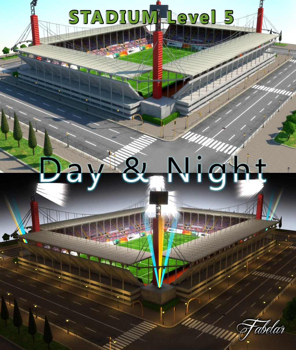 stadium level 6 daynight 3D Model .c4d .max .obj .3ds .fbx .stl .blend 