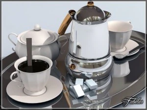 bandeja de servi&ccedil;o de caf&eacute; Modelo 3D