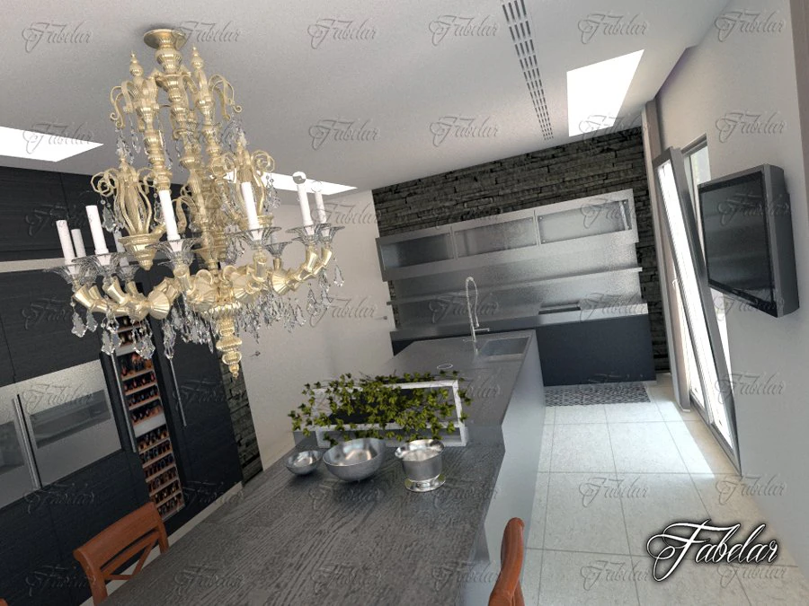 kitchen 01 3D Model .c4d .max .obj .3ds .fbx .stl .blend 