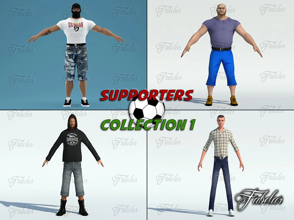 supporters coll 1 3D Model .c4d .max .obj .3ds .fbx .stl .blend