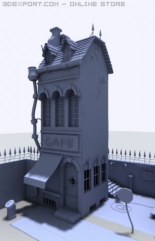 cafe 3D 模型 .c4d .max .obj .3ds .fbx .stl .blend 