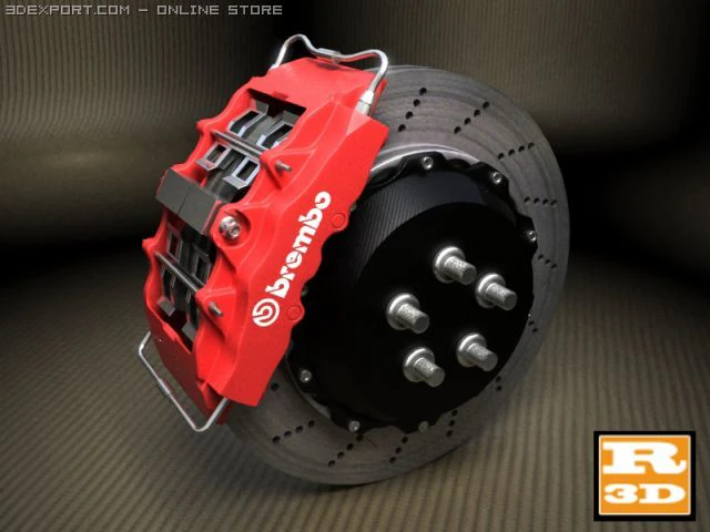 brembo brake system detaliated 3D Model .c4d .max .obj .3ds .fbx .stl .blend