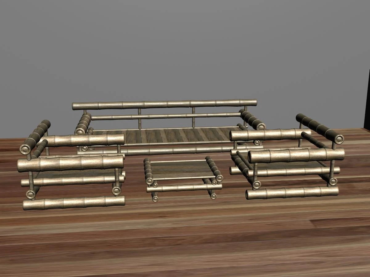 sofa bamboo 3D Model .c4d .max .obj .3ds .fbx .stl .blend 