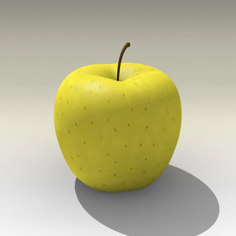 photorealistic yellow apple 3D Model .c4d .max .obj .3ds .fbx .stl .blend 