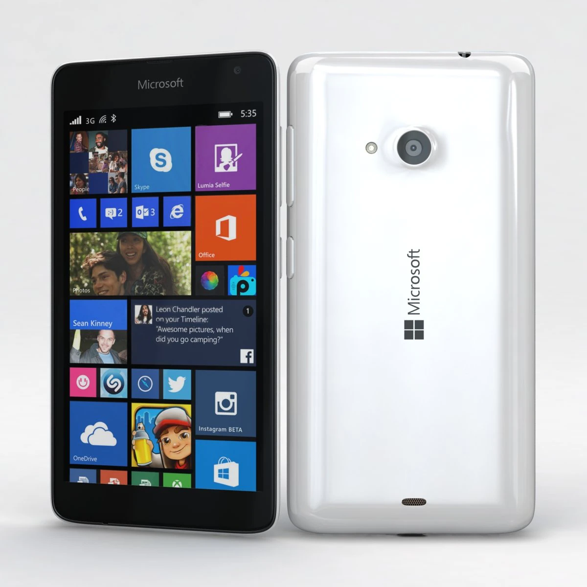 microsoft lumia 535 dan dual sim putih Model 3D .c4d .max .obj .3ds .fbx .stl .blend 