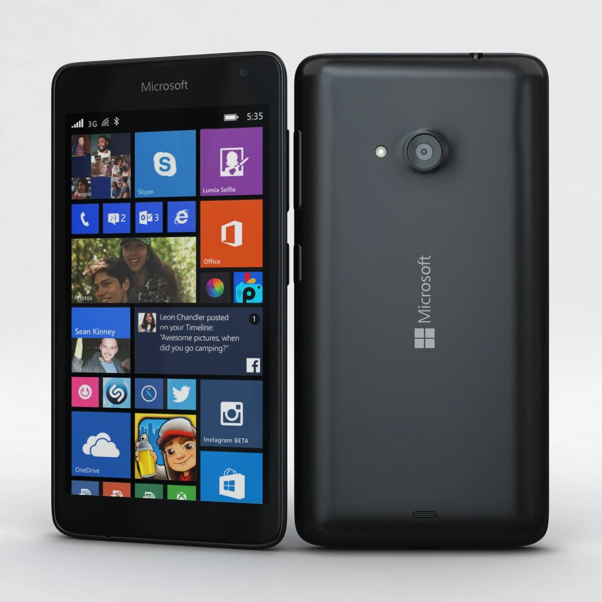 microsoft lumia 535 dan dual sim hitam Model 3D .c4d .max .obj .3ds .fbx .stl .blend 