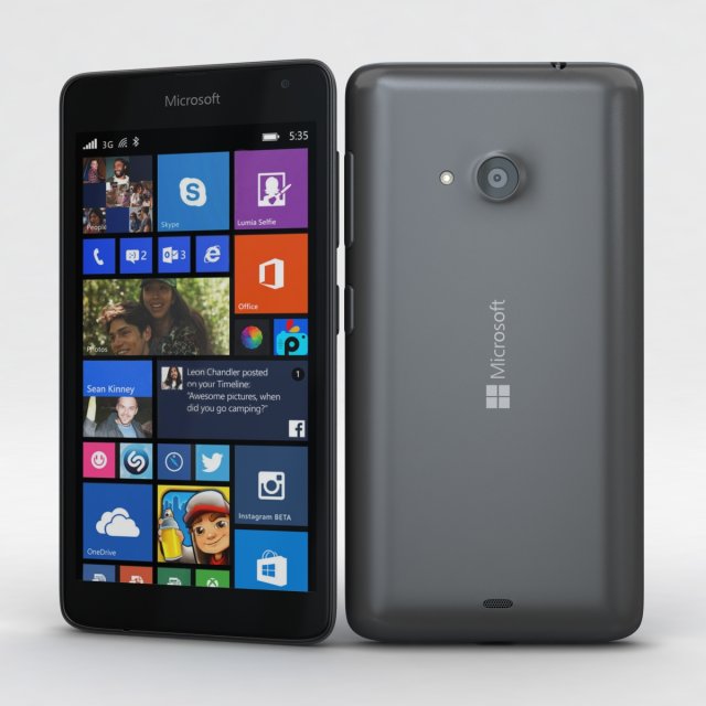 microsoft lumia 535 and dual sim gray 3D Model .c4d .max .obj .3ds .fbx .stl .blend 