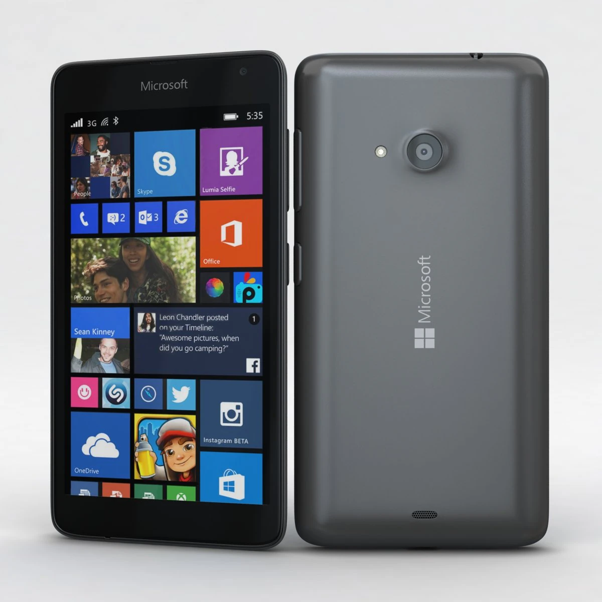microsoft lumia 535 dan dual sim abu-abu Model 3D .c4d .max .obj .3ds .fbx .stl .blend 