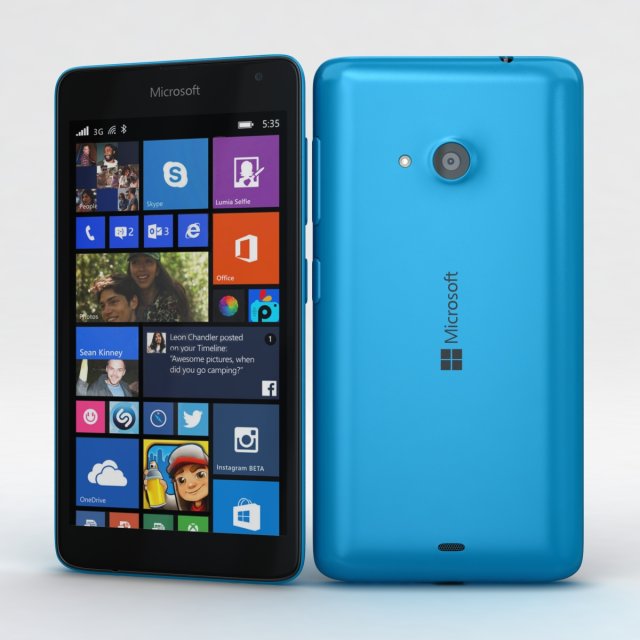 microsoft lumia 535 and dual sim blue 3D Model .c4d .max .obj .3ds .fbx .stl .blend 