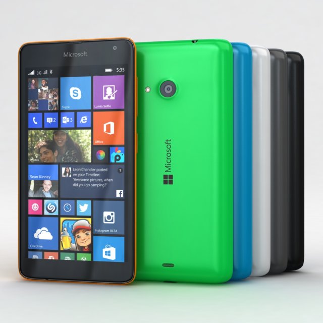 microsoft lumia 535 and dual sim all colors 3D Модель .c4d .max .obj .3ds .fbx .stl .blend 