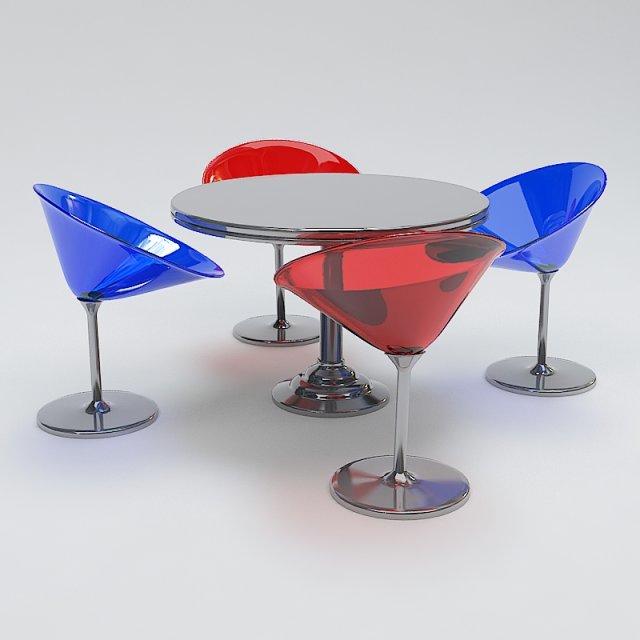 modern round table and chair set 3D Модель .c4d .max .obj .3ds .fbx .stl .blend 