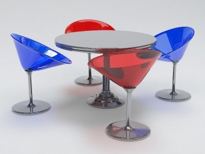 modern round table and chair set Model 3D