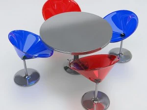 modern round table and chair set 3D Model