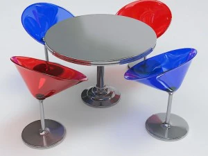 modern round table and chair set 3D Model