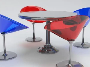 modern round table and chair set 3D Model
