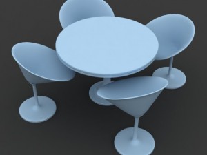 modern round table and chair set 3D Модель