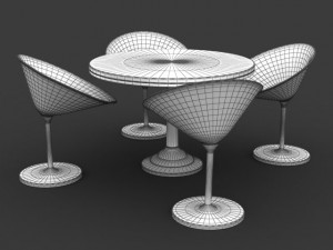 modern round table and chair set 3D Модель