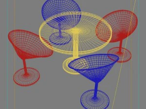 modern round table and chair set 3D Model
