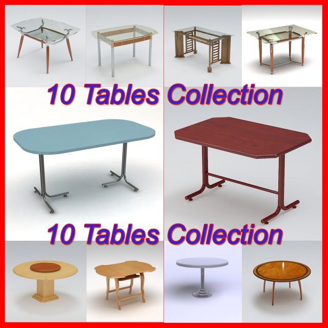 tables pack 1 3D Model .c4d .max .obj .3ds .fbx .stl .blend 