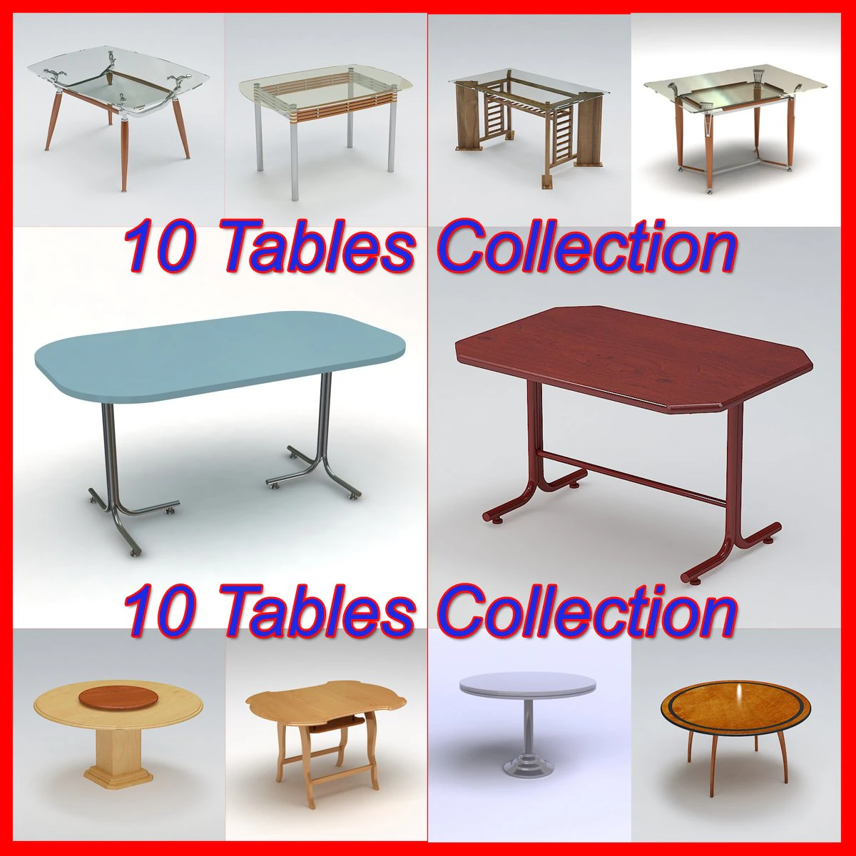 tables pack 1 3D Model .c4d .max .obj .3ds .fbx .stl .blend 