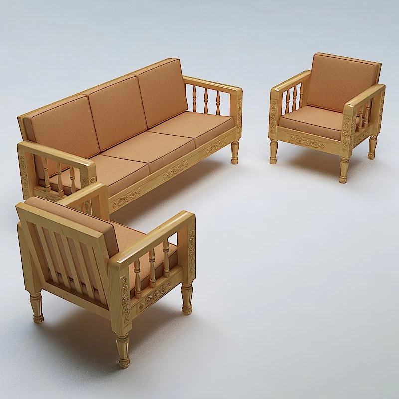 set sofa kayu Model 3D .c4d .max .obj .3ds .fbx .stl .blend 
