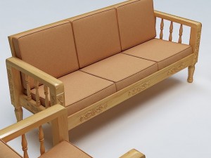 sofa set wooden 3D Model