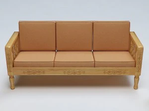 set sofa kayu Model 3D