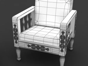 set sofa kayu Model 3D