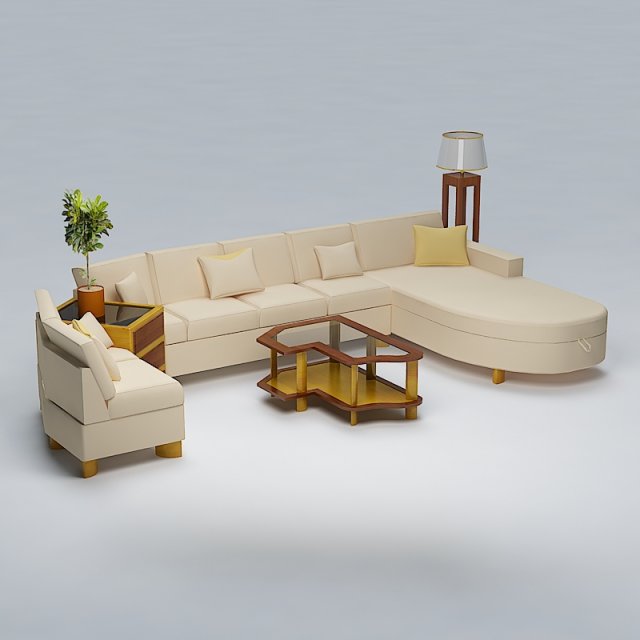 living room furniture 3D Model .c4d .max .obj .3ds .fbx .stl .blend 