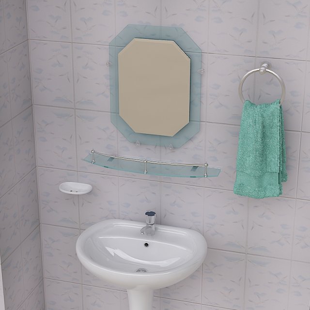 bathroom pedestal sink and props 3D Model .c4d .max .obj .3ds .fbx .stl .blend 