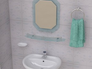 bathroom pedestal sink and props Model 3D