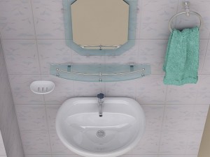 bathroom pedestal sink and props 3D Model