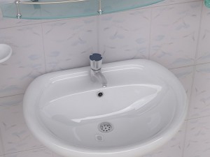 bathroom pedestal sink and props 3D Model