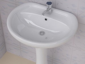 bathroom pedestal sink and props 3D Model